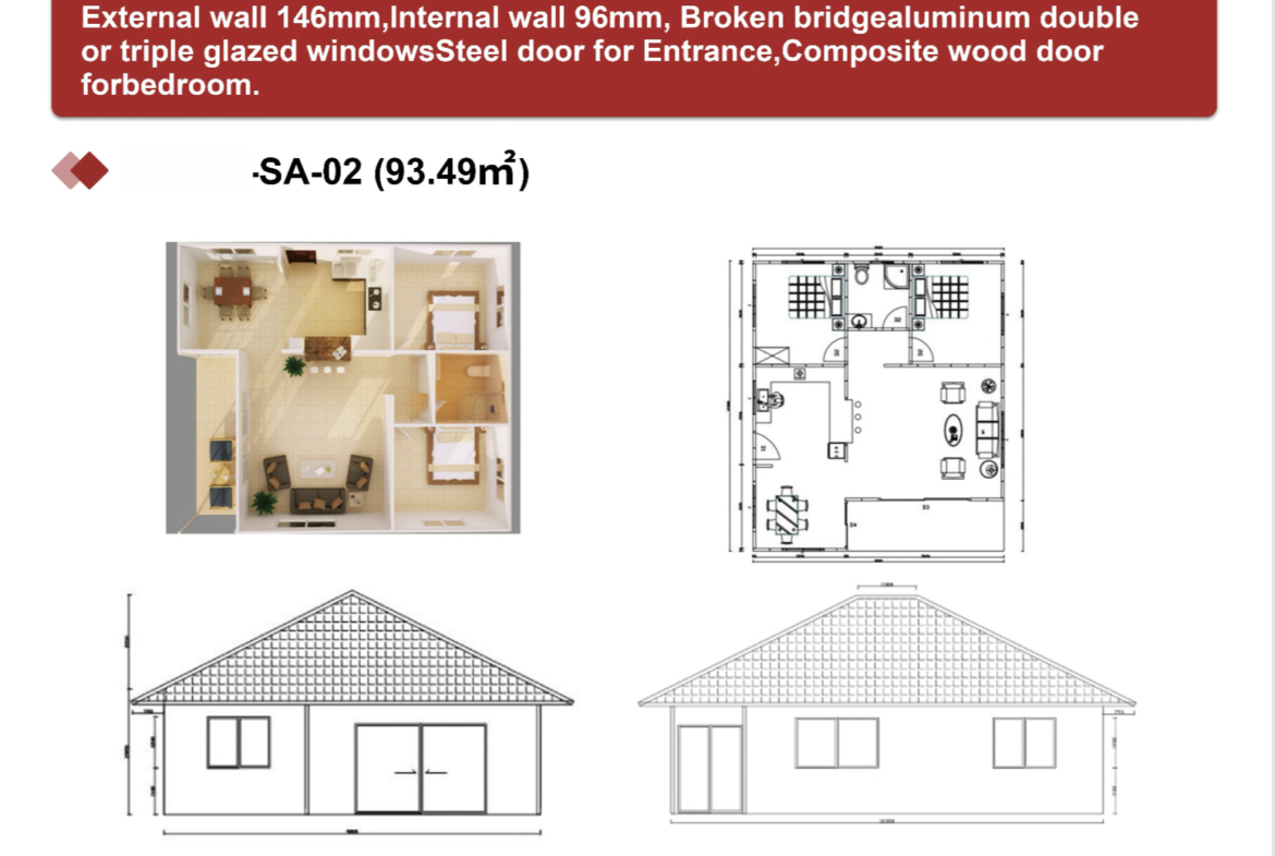 Permanent House – 2 Bedroom – 70 Years Life span – Finish in Just 21 Days