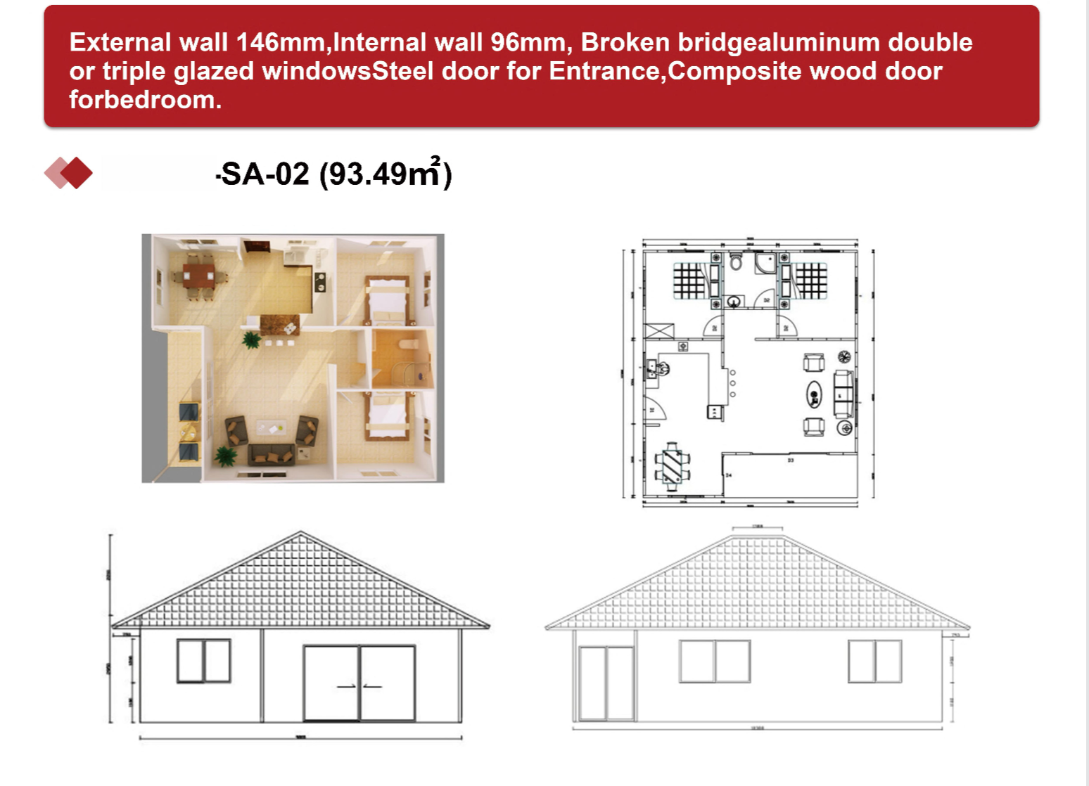 Permanent House – 2 Bedroom – 70 Years Life span – Finish in Just 21 Days